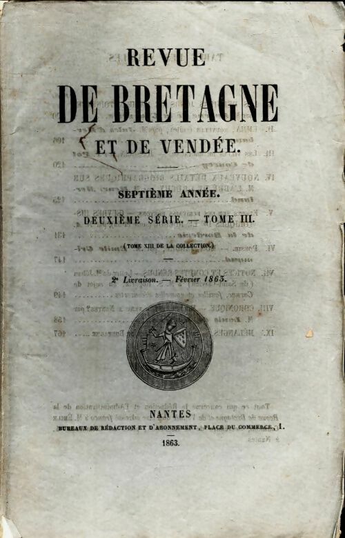 Livrenpoche : Revue de Bretagne et de Vendée 7e année 2e série Tome III 2e livraison - Collectif - Livre