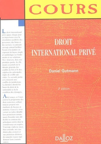 Livrenpoche : Droit international privé - Daniel Gutmann - Livre