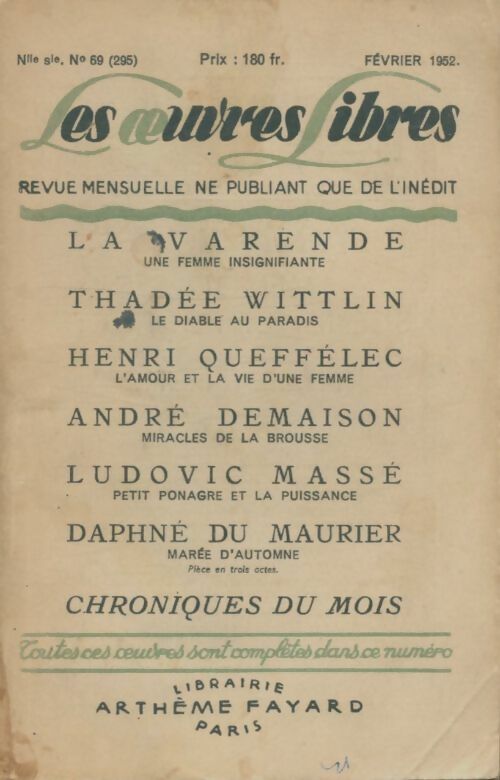 Livrenpoche : Une femme insignifiante par la varende / Le diable au paradis par thadee wittlin / L'amour et la vie d'une femme par Henri queffelec / ... - Collectif - Livre