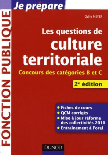 Livrenpoche : Les questions de culture territoriale. Concours des catégories B et C - Odile Meyer - Livre