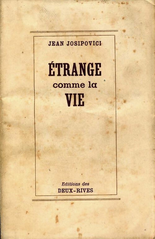 Livrenpoche : Etrange comme la vie - Jean Josipovici - Livre