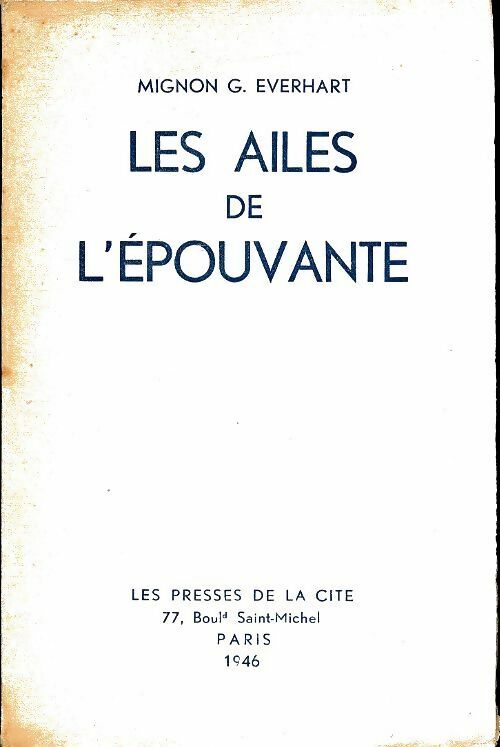 Les ailes de l'épouvante - Mignon G. Eberhart -  Presses de la Cité poches divers - Livre