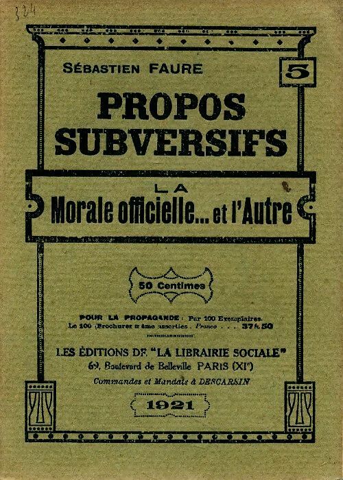 Livrenpoche : La morale officielle... Et l'autre - Sébastien Faure - Livre