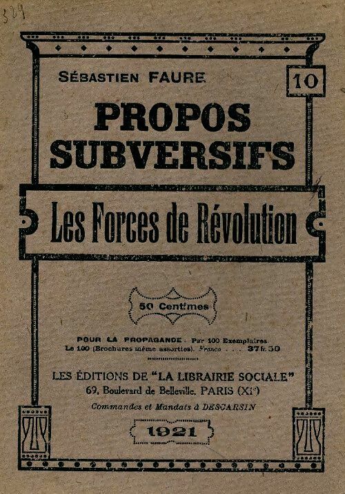 Livrenpoche : Les forces de révolution - Sébastien Faure - Livre