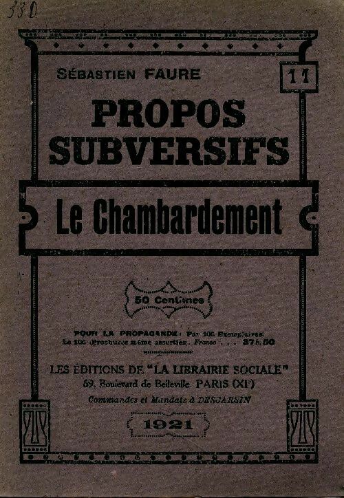 Livrenpoche : Le chambardement - Sébastien Faure - Livre