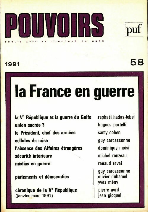 Livrenpoche : Pouvoirs n°58 : La France en guerre - Collectif - Livre