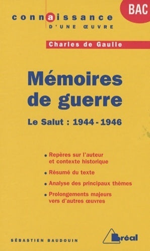 Livrenpoche : Etude sur Mémoires de guerre Tome III : le salut : 1944-1946 - Sébastien Baudoin - Livre