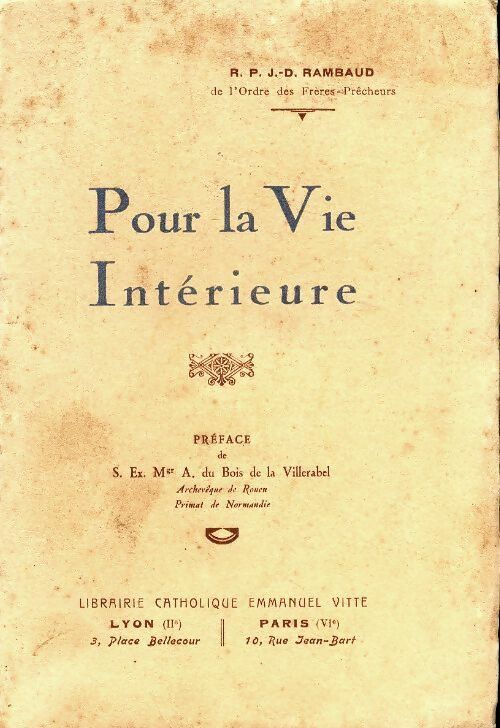 Livrenpoche : Pour la vie intérieure - J.-D Rambaud - Livre