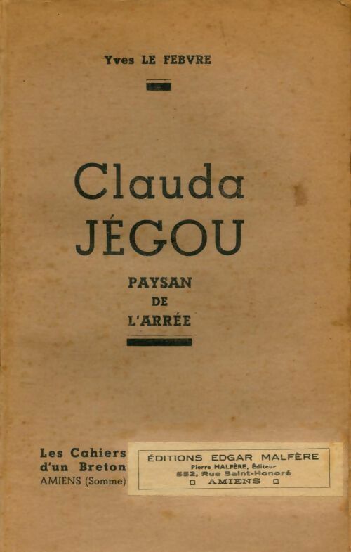 Livrenpoche : Clauda Jegou, paysan de l'Arrée - Yves Le Febvre - Livre