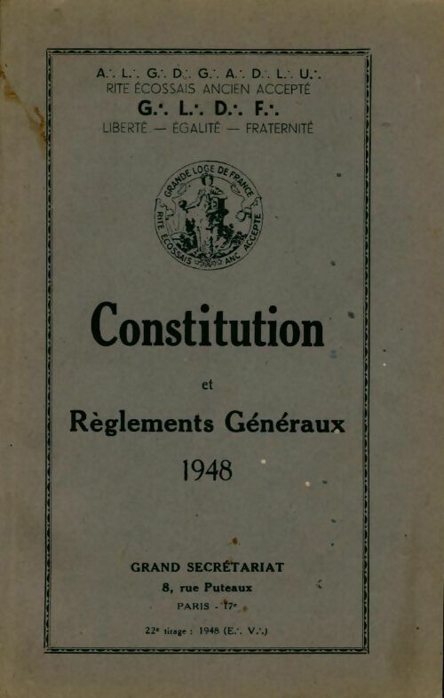 Livrenpoche : Constitution et règlements généraux 1948 - Collectif - Livre