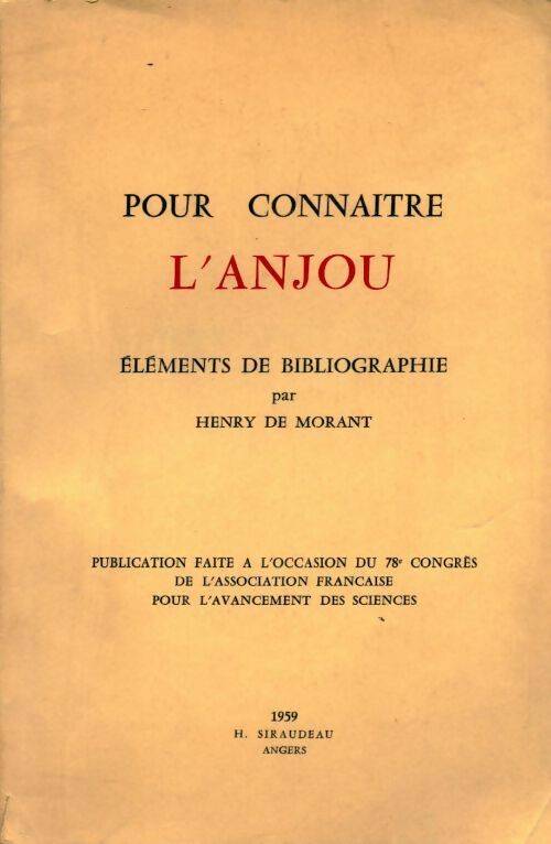 Livrenpoche : Pour connaitre l'Anjou - H. Siraudeau - Livre