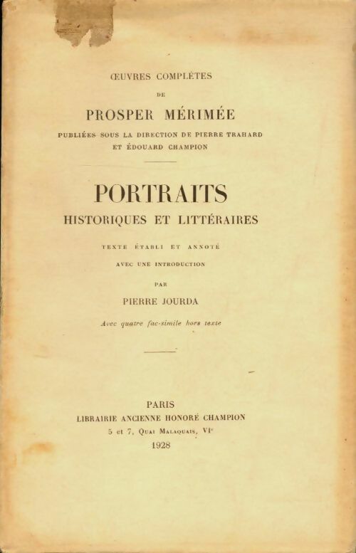 Livrenpoche : Portraits historiques et littéraires - Prosper Mérimée - Livre