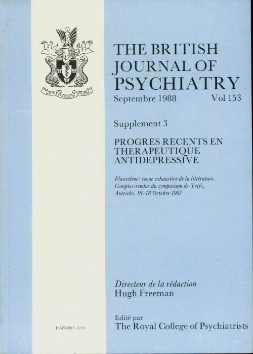 Livrenpoche : The British journal of psychiatry vol 153 - Collectif - Livre