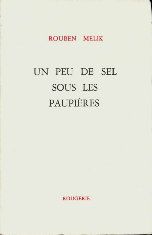 Livrenpoche : Un peu de sel sous les paupières - Rouben Melik - Livre