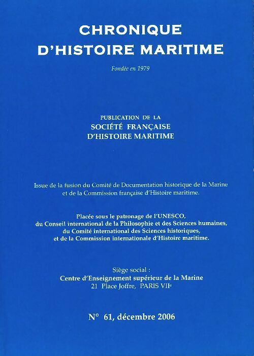 Livrenpoche : Chronique d'histoire maritime n°61 - Collectif - Livre