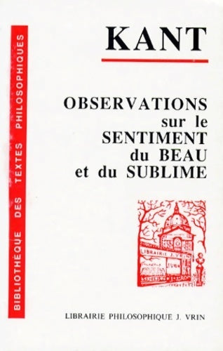 Livrenpoche : Observations sur le sentiment du beau et du sublime - Emmanuel Kant - Livre