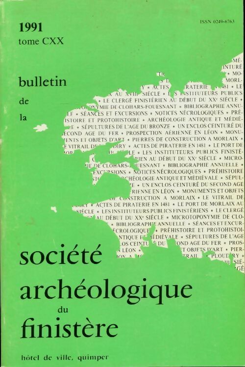 Livrenpoche : Bulletin de la société archéologique du Finistère Tome CXX 1991 - Collectif - Livre