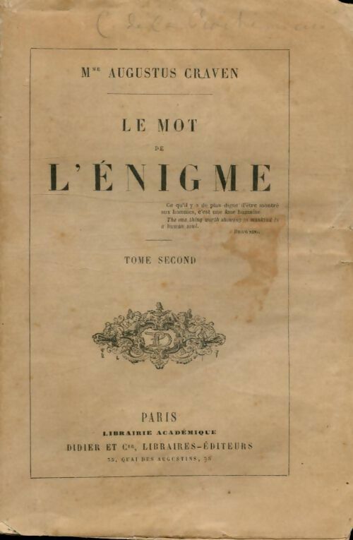 Livrenpoche : Le mot de l'énigme - Augustus Craven - Livre