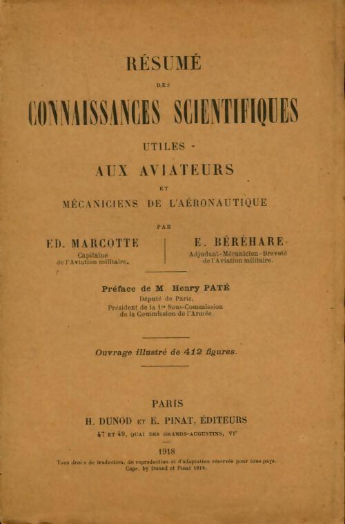 Livrenpoche : Résumé des connaissances scientifiques utiles aux aviateurs et mécaniciens de l'aéronautique - Edmond Marcotte - Livre