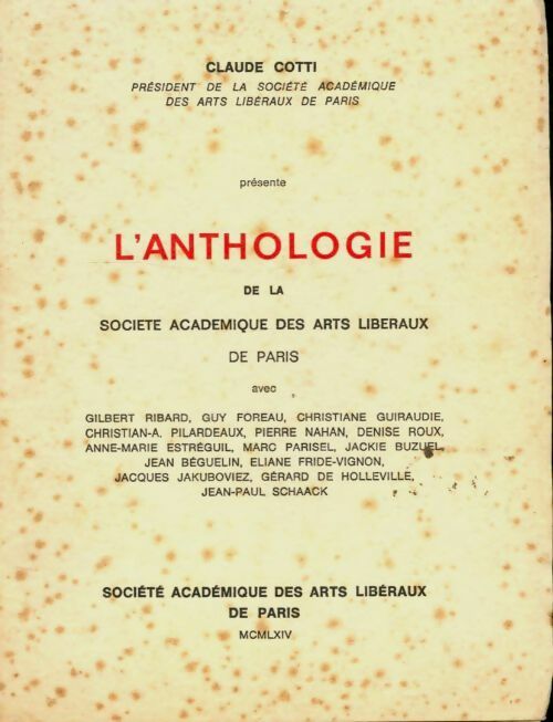 Livrenpoche : L'anthologie de la société académique des arts libéraux de Paris - Claude Cotti - Livre