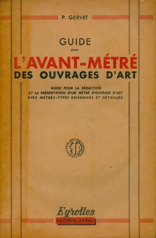 Livrenpoche : Guide pour l'avant-métré des ouvrages d'art - P. Gervet - Livre