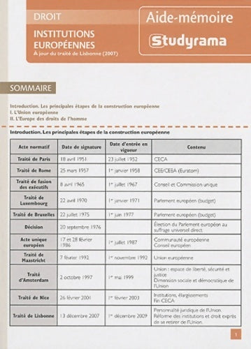 Livrenpoche : Droit Institutions européennes - Pascal Geneau - Livre