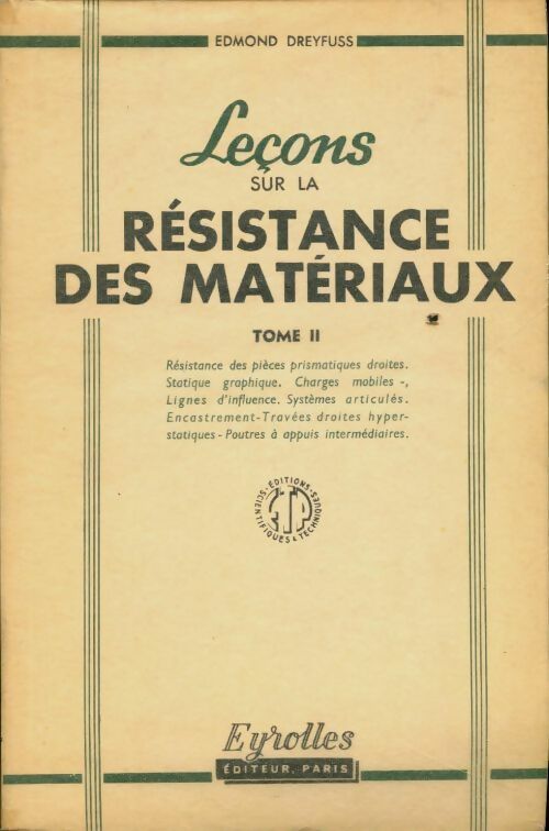 Livrenpoche : Leçons sur la résistance des matériaux Tome II - Edmond Dreyfuss - Livre