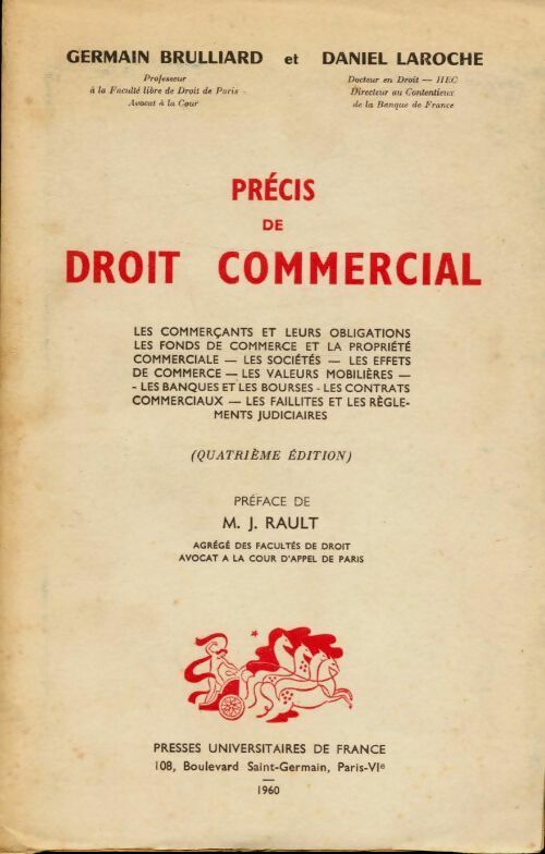 Livrenpoche : Précis de droit commercial - Daniel Laroche, Germain Brulliard - Livre