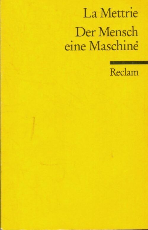 Livrenpoche : Der mensch eine maschine - Julien Offray De La Mettrie - Livre