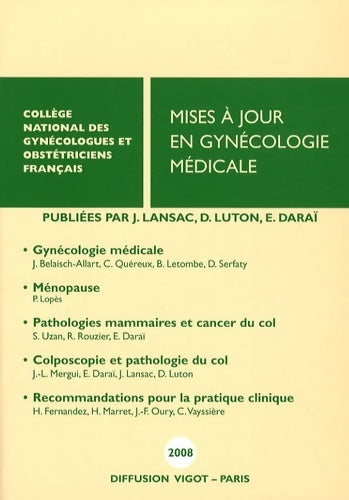 Livrenpoche : Mises à jour en gynécologie médicale - Collectif - Livre