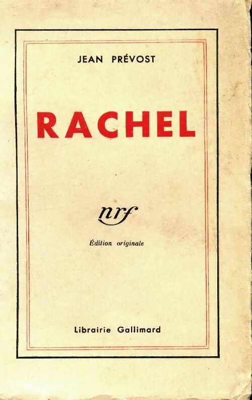 Rachel - Jean Prévost -  Gallimard poches divers - Livre