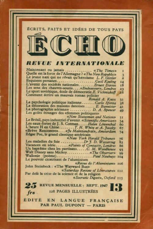 Livrenpoche : Echo n°13 1947 - Collectif - Livre