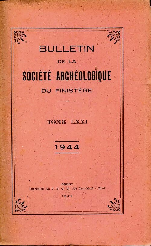 Livrenpoche : Bulletin de la société archéologique du Finistère Tome LXXI - Collectif - Livre