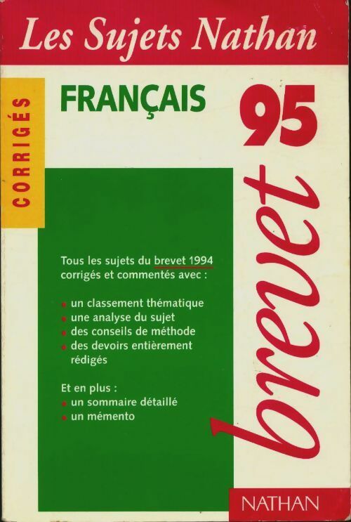 Livrenpoche : Français brevet Corrigés 1995 - Michel Pougeoise - Livre