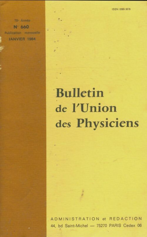 Livrenpoche : Bulletin de l'union des physiciens n°660 - Collectif - Livre