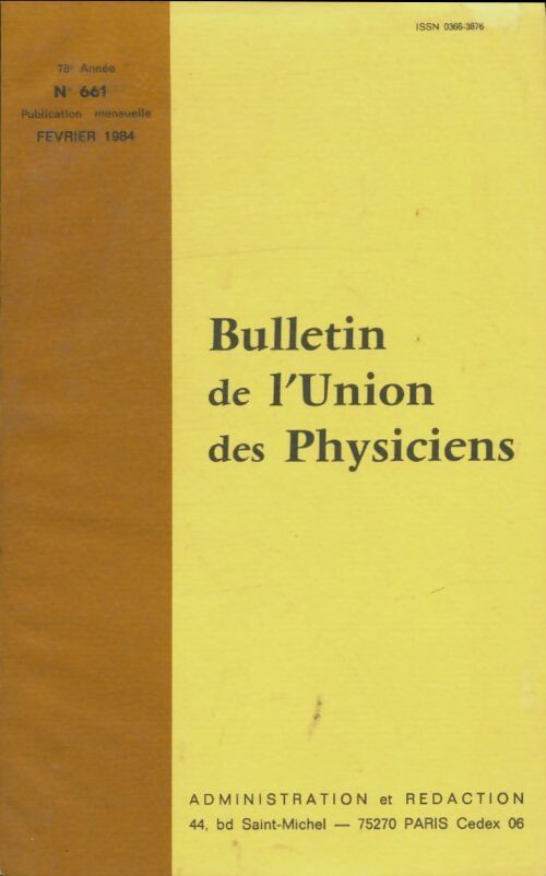 Livrenpoche : Bulletin de l'union des physiciens n°661 - Collectif - Livre