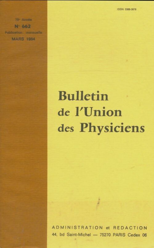 Livrenpoche : Bulletin de l'union des physiciens n°662 - Collectif - Livre