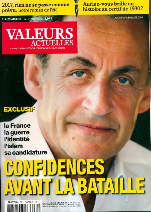 Livrenpoche : Valeurs actuelles n°4159/4160 : Sarkozy, confidences avant la bataille - Collectif - Livre