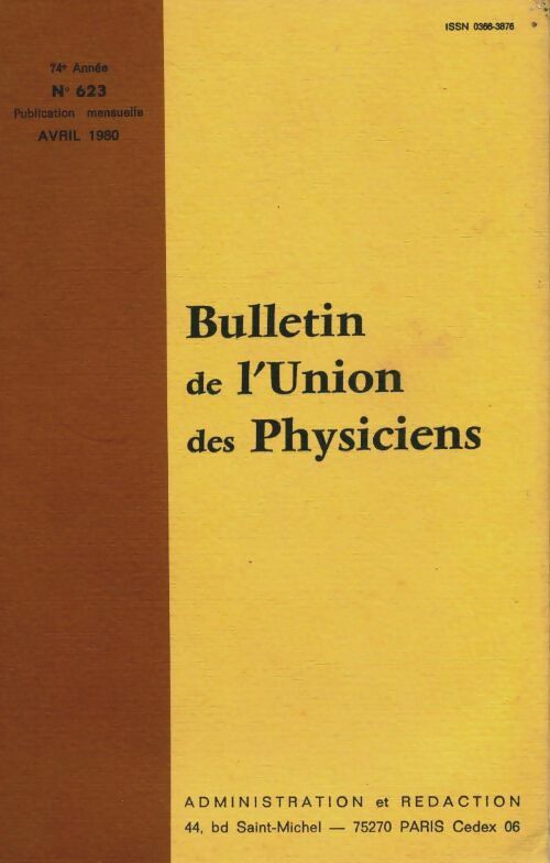 Livrenpoche : Bulletin de l'union des physiciens n°623 - Collectif - Livre