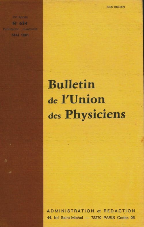 Livrenpoche : Bulletin de l'union des physiciens n°634 - Collectif - Livre