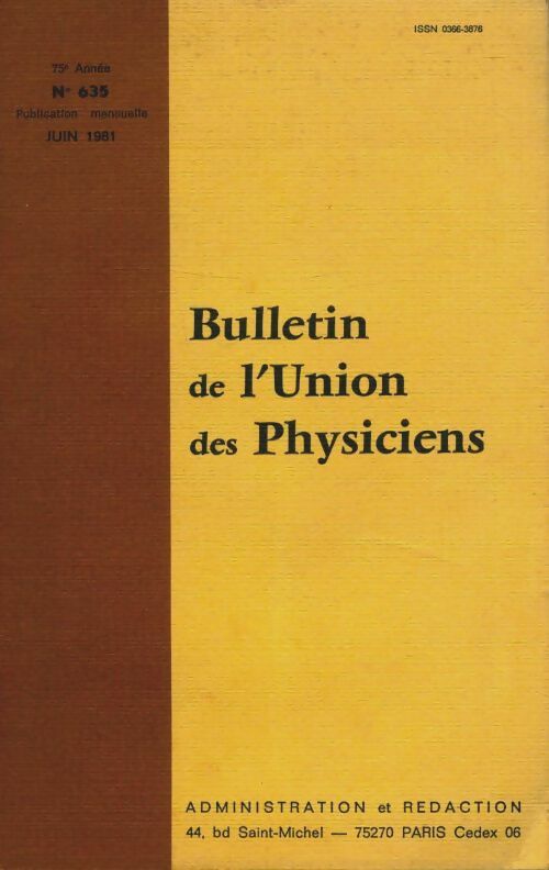 Livrenpoche : Bulletin de l'union des physiciens n°635 - Collectif - Livre