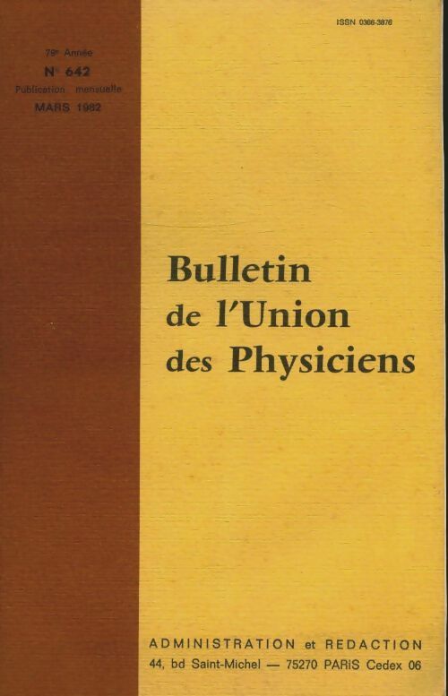 Livrenpoche : Bulletin de l'union des physiciens n°642 - Collectif - Livre