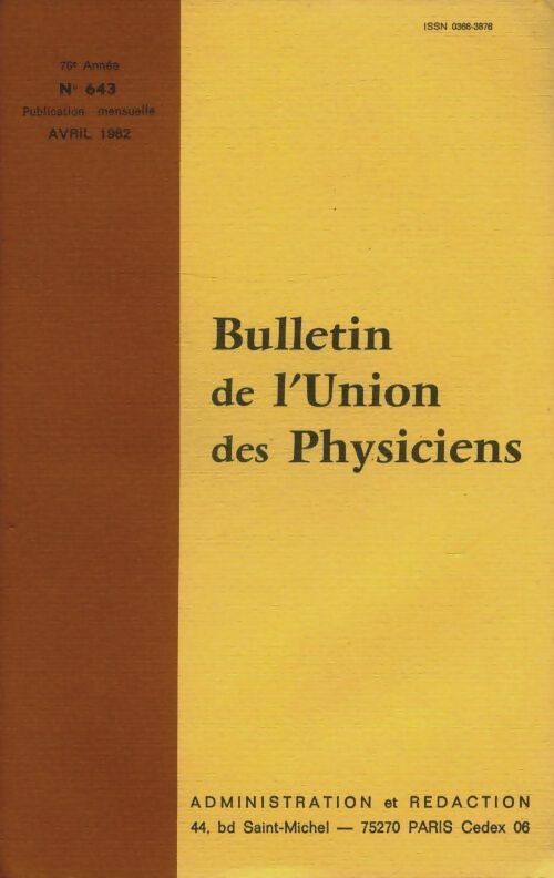 Livrenpoche : Bulletin de l'union des physiciens n°643 - Collectif - Livre