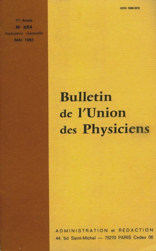 Livrenpoche : Bulletin de l'union des physiciens n°654 - Collectif - Livre