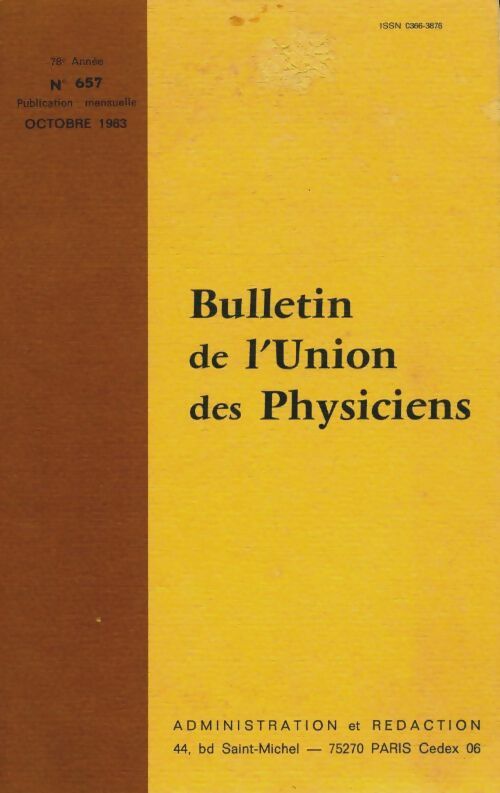 Livrenpoche : Bulletin de l'union des physiciens n°657 - Collectif - Livre