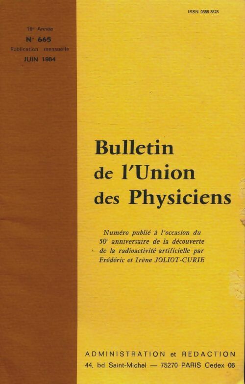 Livrenpoche : Bulletin de l'union des physiciens n°665 - Collectif - Livre