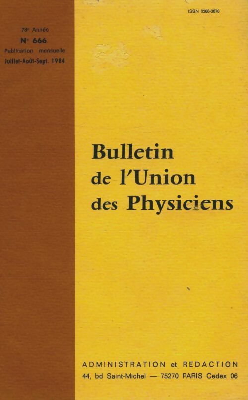 Livrenpoche : Bulletin de l'union des physiciens n°666 - Collectif - Livre