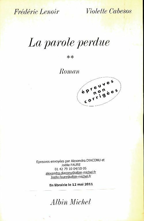 Livrenpoche : La parole perdue Tome II - Frédéric Lenoir - Livre