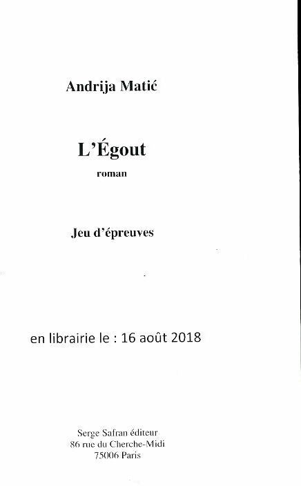 Livrenpoche : L'égout - Andrija Matic - Livre