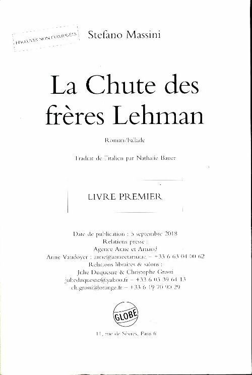 Livrenpoche : La chute des frères Lehman - Stefano Massini - Livre